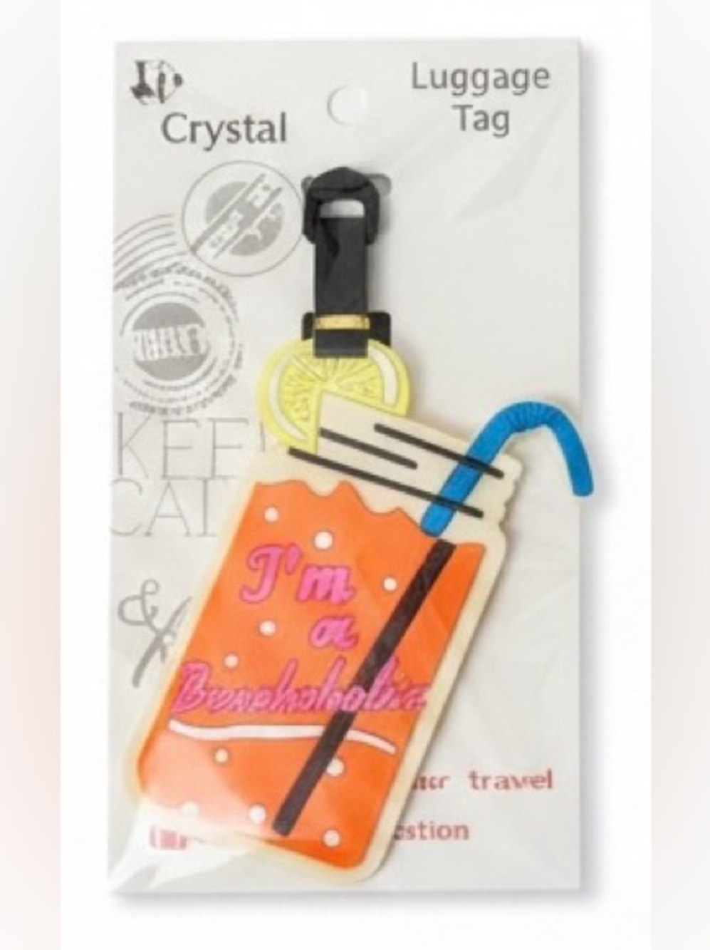 NWT Rubber Luggage Tag Vacation Theme “I’m A Beachaholic” Durable Travel Resort